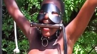 African lady tied BDSM outdoor in forest hardcore humil oh yes mommy