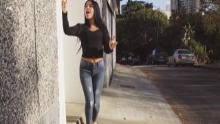 Tiny Tits Latina walking and Masturbating white young pussy