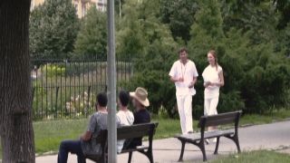 UK amateur gangbang party in stockings and lingerie masturbating in the woods with 2 femdom bangbors