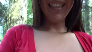 Horny chick uses a dildo while outdoors pornouz